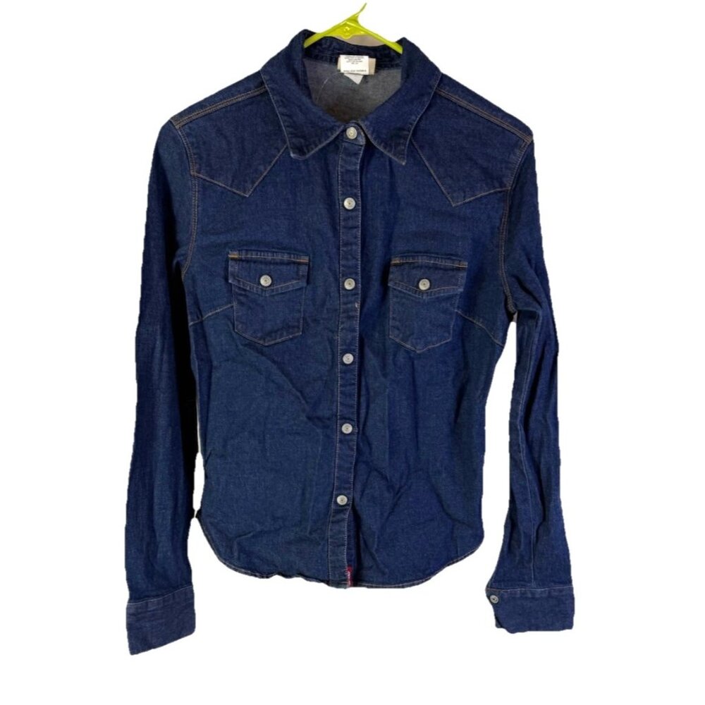 Vintage 90s Levis Red Tap Snap Button Denim Jean Shirt